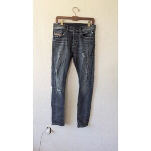 Diesel Distressed Slim Fit Jeans Faded Black Wash‎ Denim Button Fly Size 30